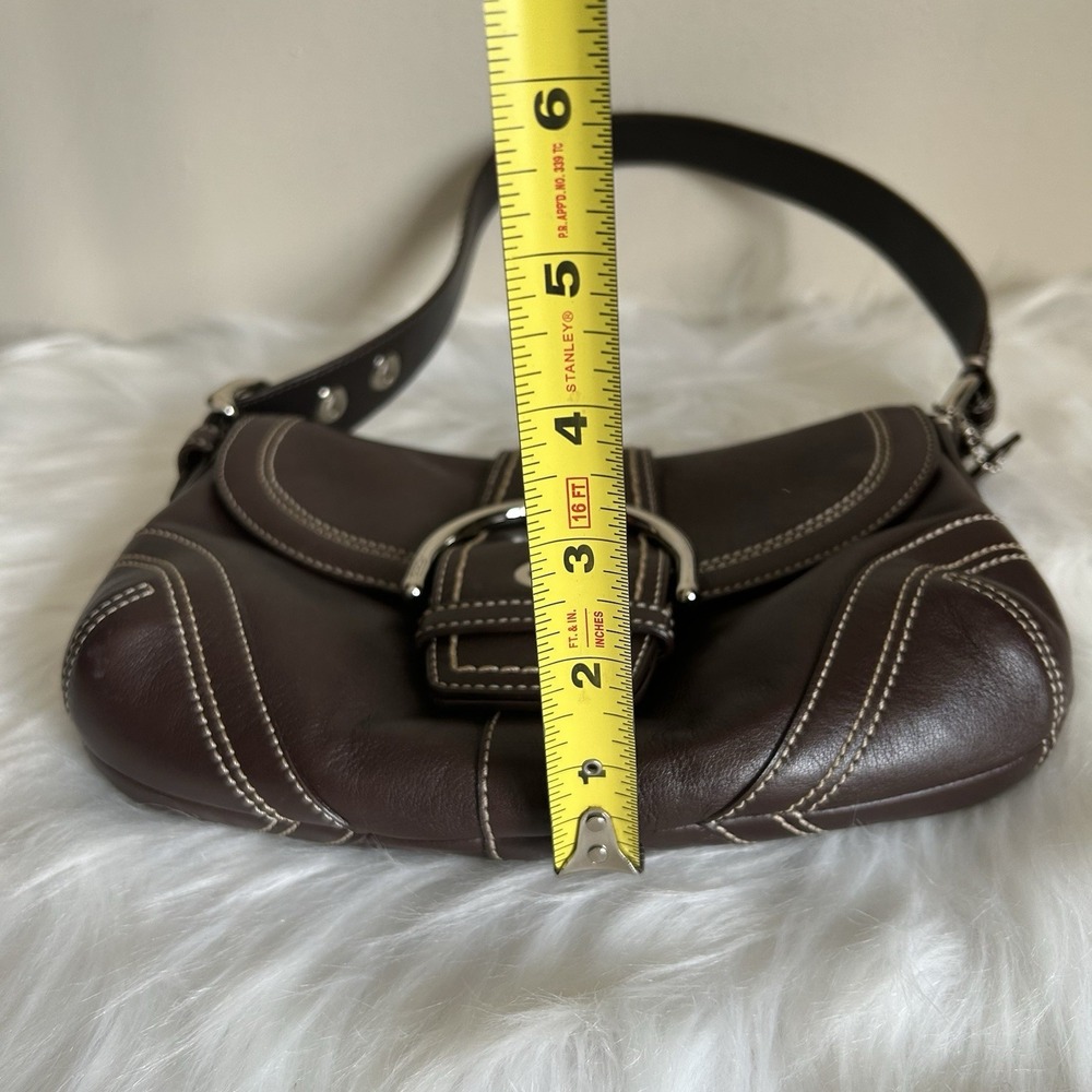 Coach Soho Dark Brown Leather Flap Buckle Shoulder Bag 10910 Mens Womens - Picture 10 of 10